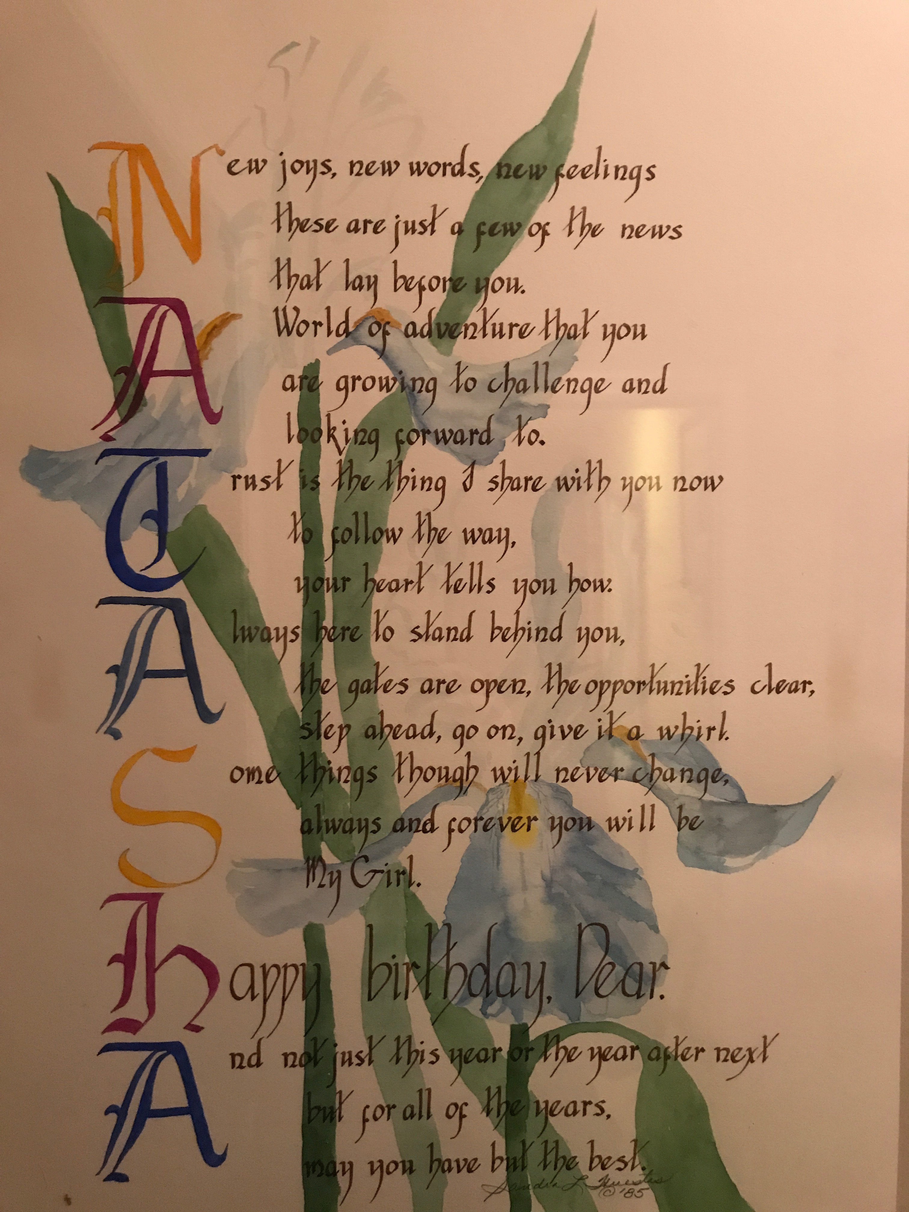 Natasha art piece from dad 1985