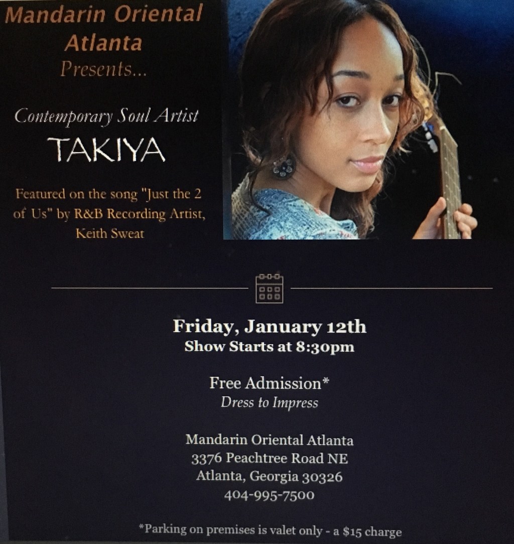 Supporting Local Atlanta Talent, Takiya at Mandarin Oriental on January&nbsp;12th